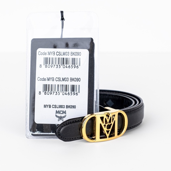 NWT | MCM Mode Mena Reversible Leather Belt Visetos Logo Gold Buckle - 90 cm main image 5
